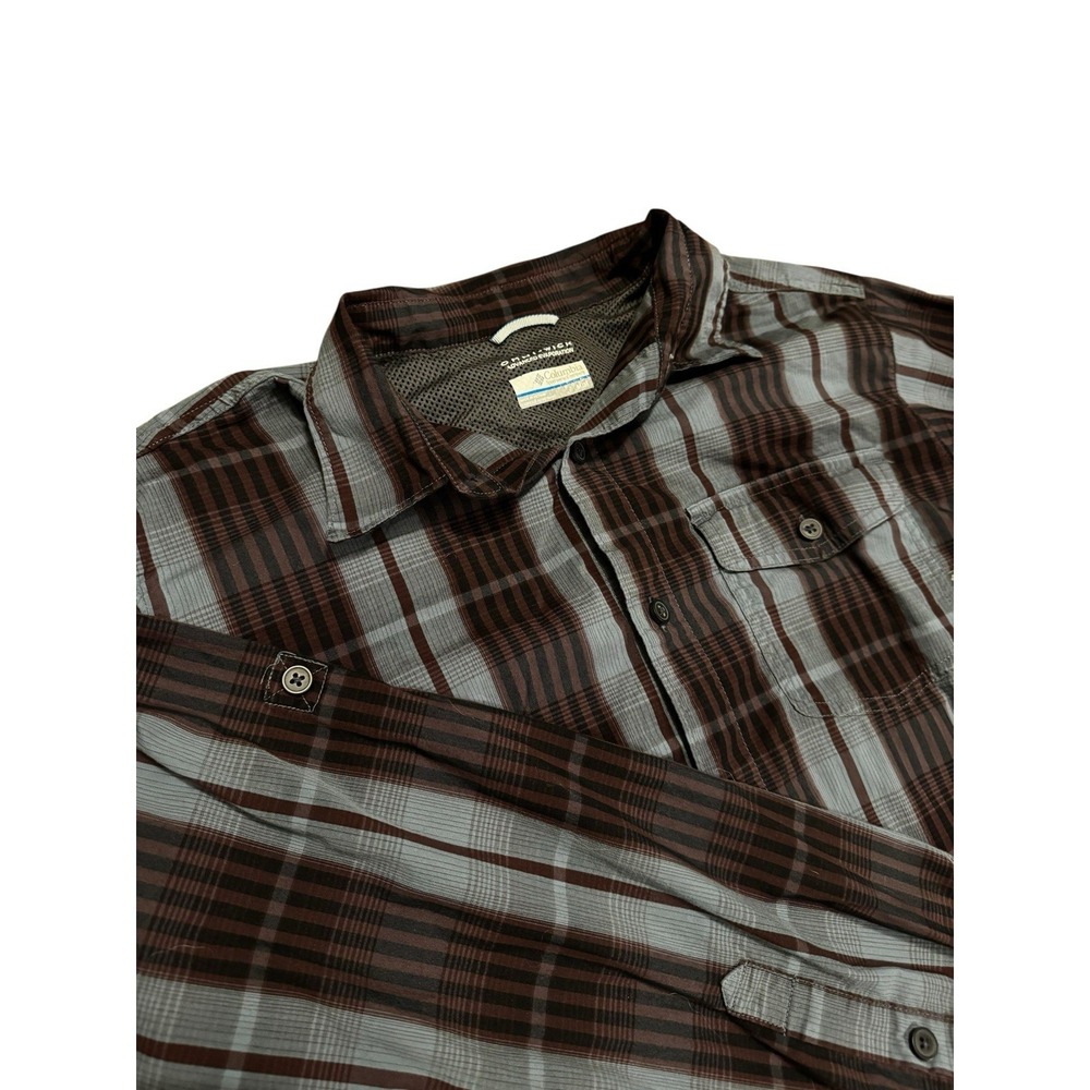 Columbia Omni-Wick Plaid Button Up Shirt Mens‎ M Outdoor Hiking
